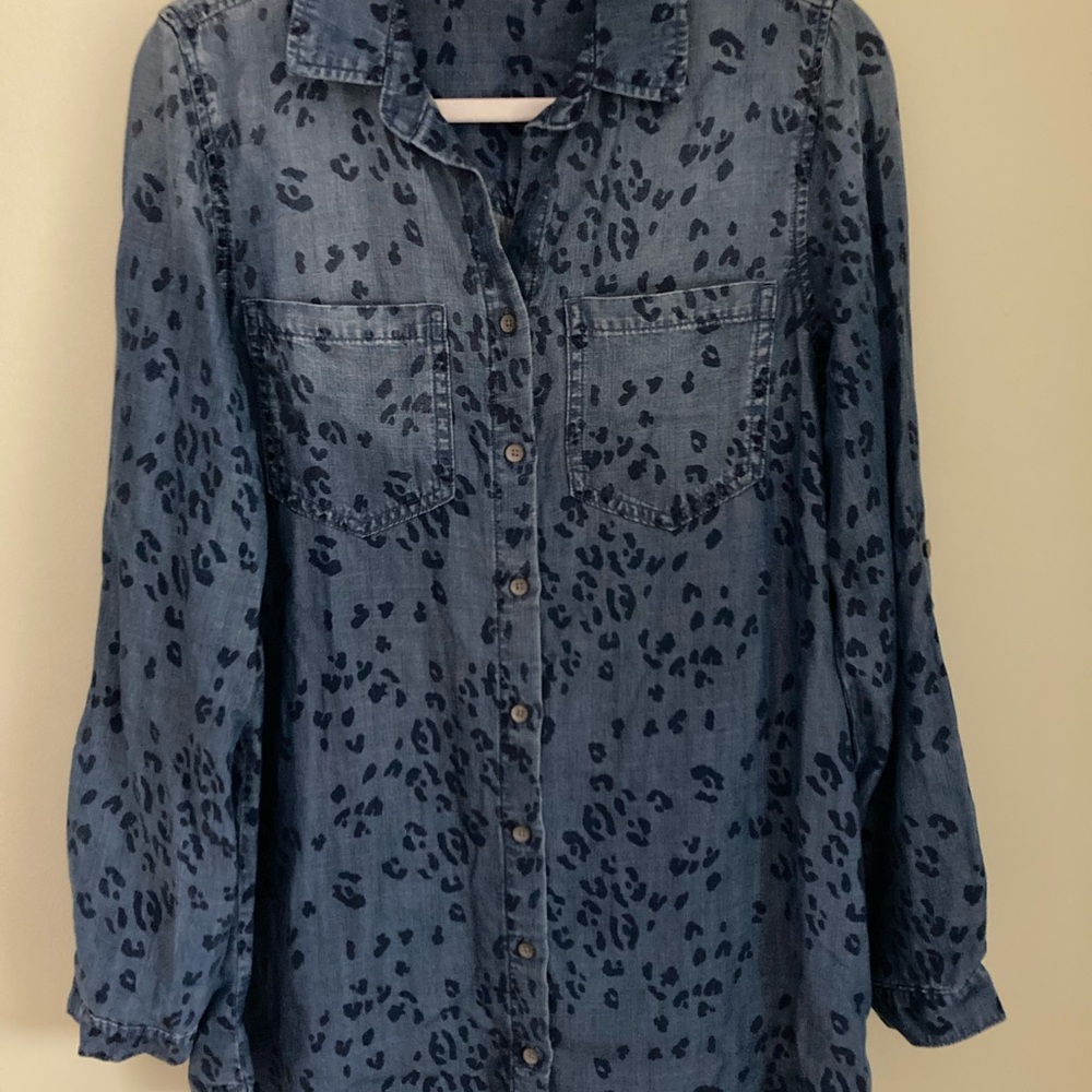 Side Stitch Blue Denim Women’s Long Sleeve Top